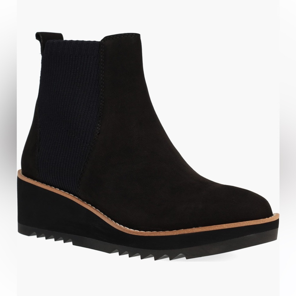 Eileen Fisher Black Suede Lilou Wedge Chelsea Boot